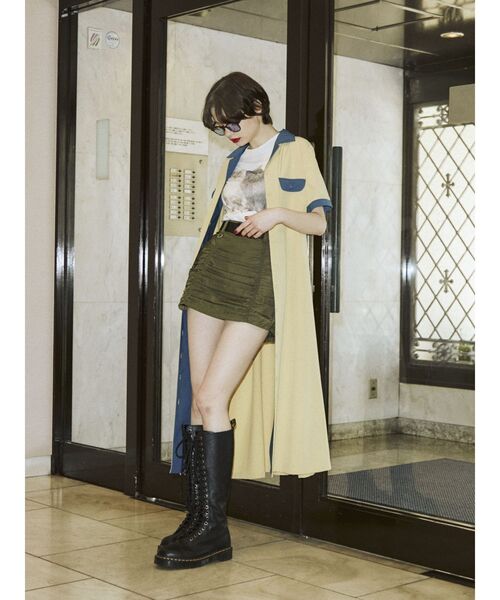 jouetie（ジュエティ）の「バイカラーボーリングシャツワンピース（ワンピース・レディース・ブラック/パープル/イエロー・MEDIUM）」の4枚目の写真