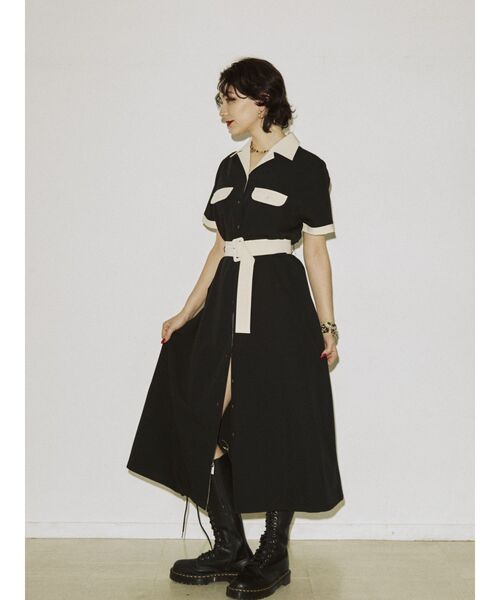 jouetie（ジュエティ）の「バイカラーボーリングシャツワンピース（ワンピース・レディース・ブラック/パープル/イエロー・MEDIUM）」の19枚目の写真