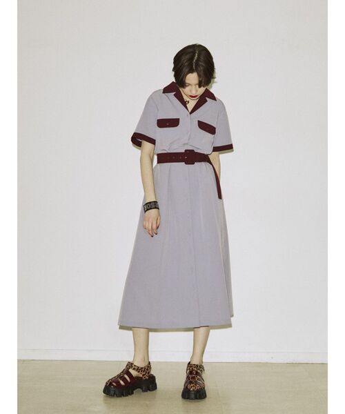 jouetie（ジュエティ）の「バイカラーボーリングシャツワンピース（ワンピース・レディース・ブラック/パープル/イエロー・MEDIUM）」の14枚目の写真