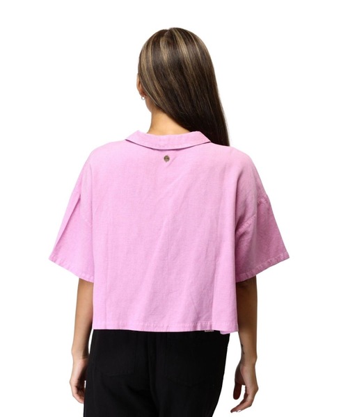 rip curl(リップカール)の「【RIPCURL(リップカール)】レディースプレミアムリネン半袖シャツ PREMIUM LINEN SHIRT(シャツ/ブラウス・レディース・オフホワイト/バイオレット・MEDIUM/SMALL/X-SMALL)」の4枚目の写真