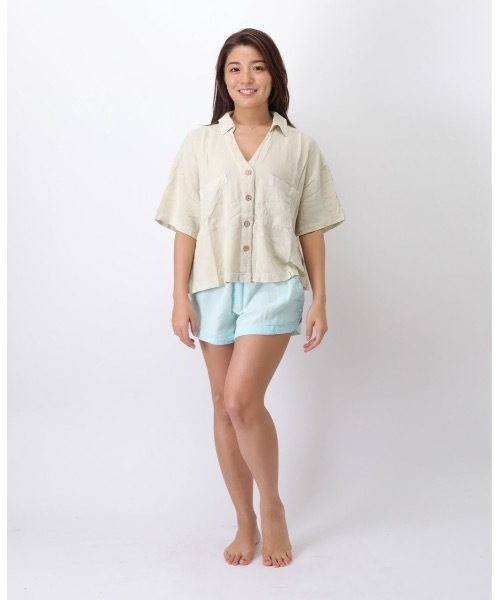 rip curl(リップカール)の「【RIPCURL(リップカール)】レディースプレミアムリネン半袖シャツ PREMIUM LINEN SHIRT(シャツ/ブラウス・レディース・オフホワイト/バイオレット・MEDIUM/SMALL/X-SMALL)」の12枚目の写真