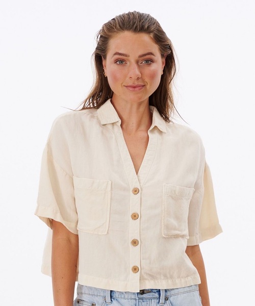 rip curl(リップカール)の「【RIPCURL(リップカール)】レディースプレミアムリネン半袖シャツ PREMIUM LINEN SHIRT(シャツ/ブラウス・レディース・オフホワイト/バイオレット・MEDIUM/SMALL/X-SMALL)」の15枚目の写真