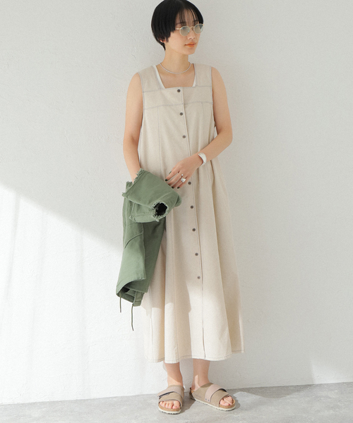 JOINT WORKS(ジョイントワークス)の「【COMMRE/コムル】配色ステッチ サマーワンピース(ワンピース・レディース・ブラック/アイボリー・FREE)」の2枚目の写真