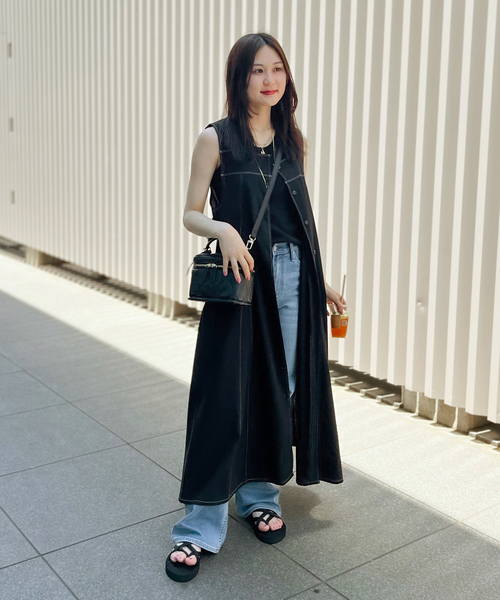 JOINT WORKS(ジョイントワークス)の「【COMMRE/コムル】配色ステッチ サマーワンピース(ワンピース・レディース・ブラック/アイボリー・FREE)」の6枚目の写真