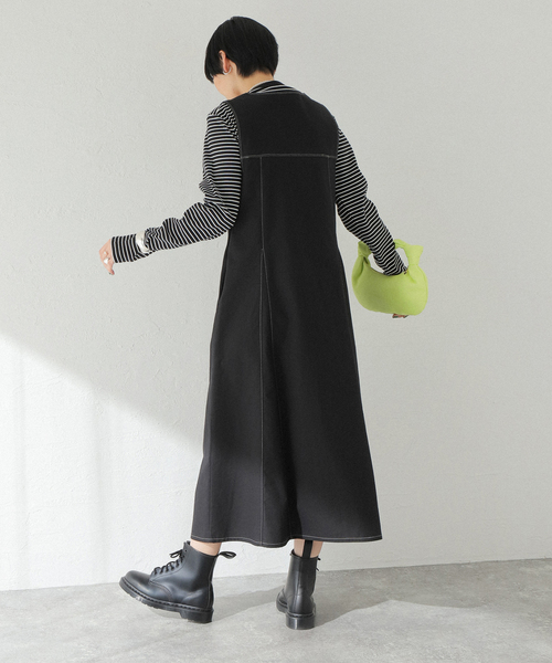 JOINT WORKS(ジョイントワークス)の「【COMMRE/コムル】配色ステッチ サマーワンピース(ワンピース・レディース・ブラック/アイボリー・FREE)」の9枚目の写真