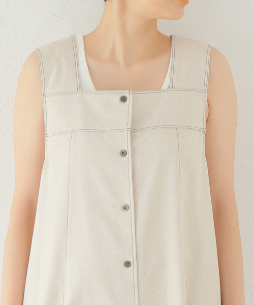 JOINT WORKS(ジョイントワークス)の「【COMMRE/コムル】配色ステッチ サマーワンピース(ワンピース・レディース・ブラック/アイボリー・FREE)」の16枚目の写真