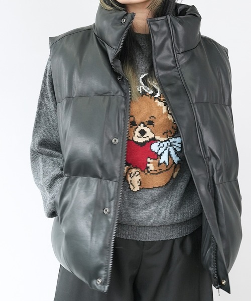 c.u.l（シーユーエル）の「オーバーサイズ ハイネック ユニセックス フェイクダウンベスト culw482（ダウンベスト・レディース・ブラック・XL/M/L）」の11枚目の写真