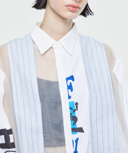 SRUE(スリュー)の「【SRUE/スリュー】ストライプシャツ(シャツ/ブラウス・レディース・ホワイト/ブラック・S/M/L)」の8枚目の写真