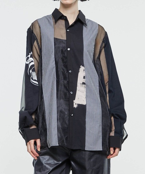 SRUE(スリュー)の「【SRUE/スリュー】ストライプシャツ(シャツ/ブラウス・レディース・ホワイト/ブラック・S/M/L)」の2枚目の写真
