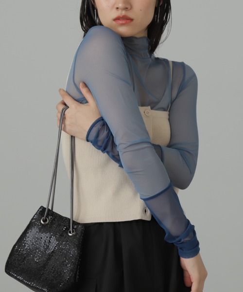 FREE'S MART（フリーズマート）の「◆シアー袖切替カットソー（Tシャツ/カットソー・レディース・ホワイト/ブルー・FREE）」の13枚目の写真