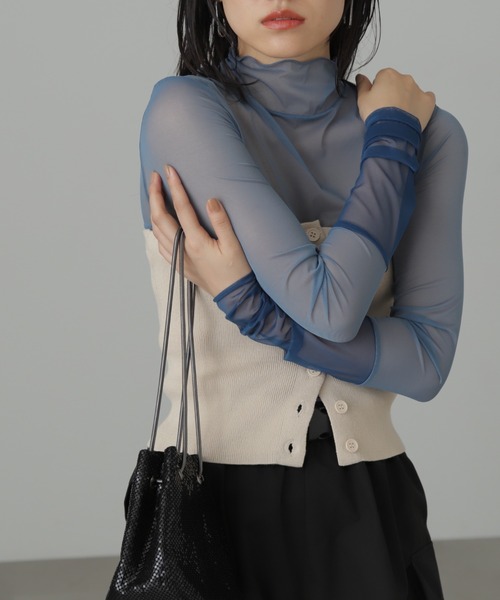 FREE'S MART（フリーズマート）の「◆シアー袖切替カットソー（Tシャツ/カットソー・レディース・ホワイト/ブルー・FREE）」の14枚目の写真