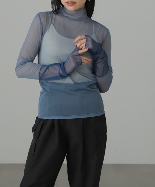 FREE'S MART（フリーズマート）の「◆シアー袖切替カットソー（Tシャツ/カットソー・レディース・ホワイト/ブルー・FREE）」の20枚目の写真