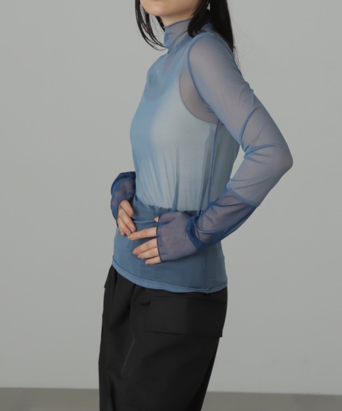 FREE'S MART（フリーズマート）の「◆シアー袖切替カットソー（Tシャツ/カットソー・レディース・ホワイト/ブルー・FREE）」の17枚目の写真