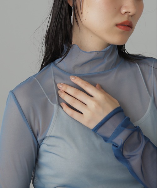 FREE'S MART（フリーズマート）の「◆シアー袖切替カットソー（Tシャツ/カットソー・レディース・ホワイト/ブルー・FREE）」の11枚目の写真