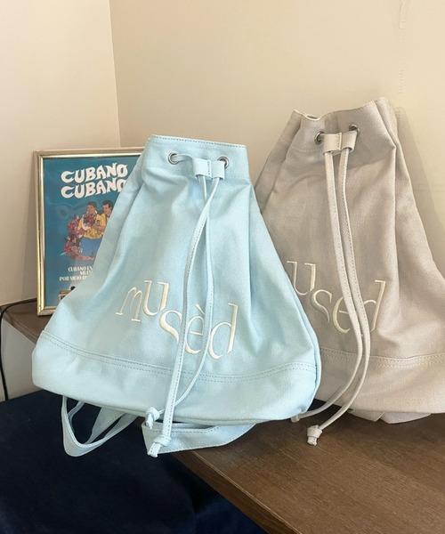 LAC-VERT(ラック・ヴェール)の「【新色登場】musedキャンバス巾着ナップサック【動画あり】(バックパック/リュック・レディース・ブラック/ブラウン/ホワイト/グリーン/ライトグレー/ライトブルー・FREE)」の6枚目の写真