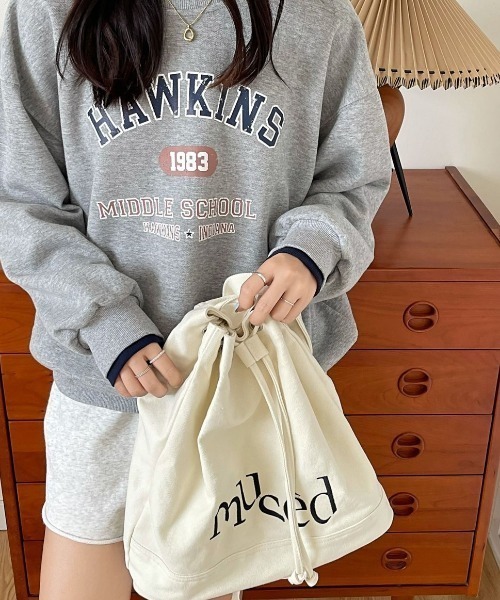 LAC-VERT(ラック・ヴェール)の「【新色登場】musedキャンバス巾着ナップサック【動画あり】(バックパック/リュック・レディース・ブラック/ブラウン/ホワイト/グリーン/ライトグレー/ライトブルー・FREE)」の12枚目の写真