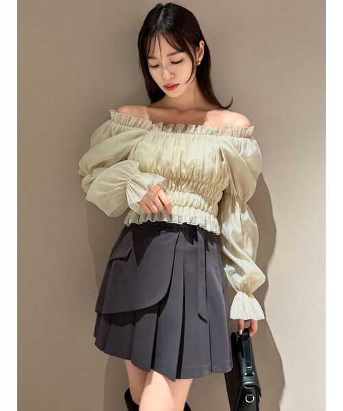 dazzlin（ダズリン）の「バルーンオーガンチュール長袖ブラウス（シャツ/ブラウス・レディース・ブラック/ベージュ/グレー・FREE）」の5枚目の写真