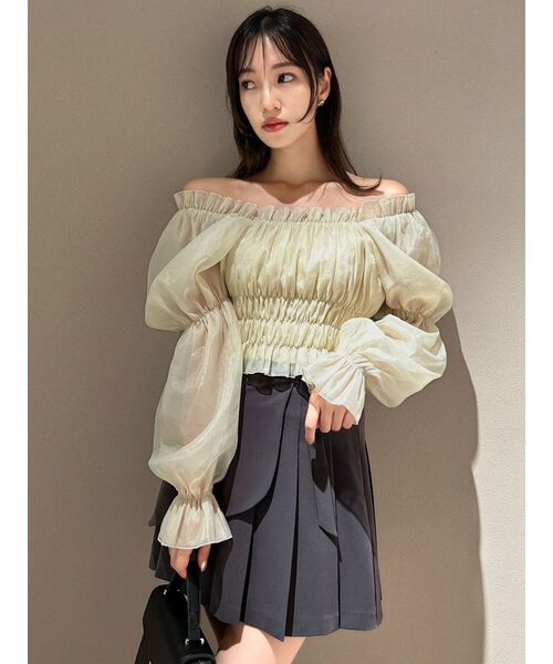 dazzlin（ダズリン）の「バルーンオーガンチュール長袖ブラウス（シャツ/ブラウス・レディース・ブラック/ベージュ/グレー・FREE）」の6枚目の写真