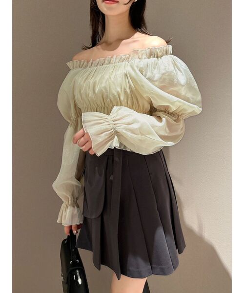 dazzlin（ダズリン）の「バルーンオーガンチュール長袖ブラウス（シャツ/ブラウス・レディース・ブラック/ベージュ/グレー・FREE）」の8枚目の写真