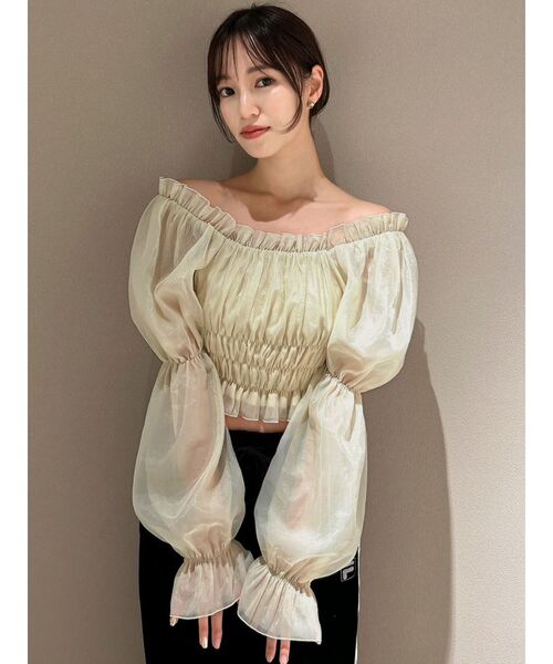dazzlin（ダズリン）の「バルーンオーガンチュール長袖ブラウス（シャツ/ブラウス・レディース・ブラック/ベージュ/グレー・FREE）」の9枚目の写真