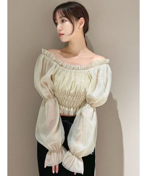 dazzlin（ダズリン）の「バルーンオーガンチュール長袖ブラウス（シャツ/ブラウス・レディース・ブラック/ベージュ/グレー・FREE）」の10枚目の写真