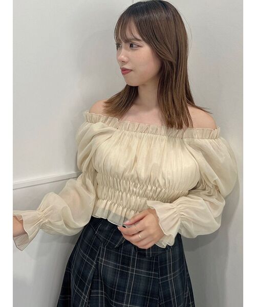 dazzlin（ダズリン）の「バルーンオーガンチュール長袖ブラウス（シャツ/ブラウス・レディース・ブラック/ベージュ/グレー・FREE）」の12枚目の写真