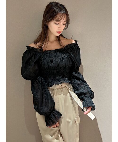 dazzlin（ダズリン）の「バルーンオーガンチュール長袖ブラウス（シャツ/ブラウス・レディース・ブラック/ベージュ/グレー・FREE）」の18枚目の写真
