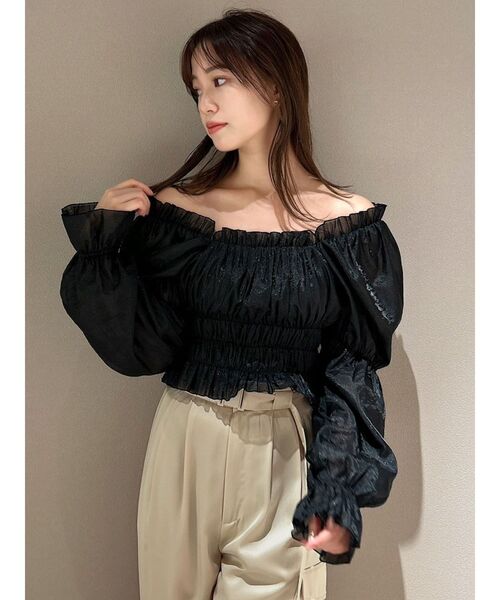 dazzlin（ダズリン）の「バルーンオーガンチュール長袖ブラウス（シャツ/ブラウス・レディース・ブラック/ベージュ/グレー・FREE）」の19枚目の写真