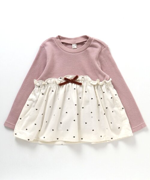 apres les cours（アプレレクール）の「【一部WEB限定】ワッフルドッキングフレアTシャツ（Tシャツ/カットソー・キッズ・レッド/ラベンダー/ミント/マスタード/ピンク・110/120/90/100/140/80/130）」の5枚目の写真