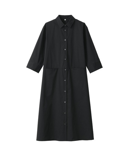 無印良品（ムジルシリョウヒン）の「コットン混サテンワンピース（ワンピース・レディース・ネイビー系/ブラック・M/XS/S/XXL/XL/L）」の5枚目の写真