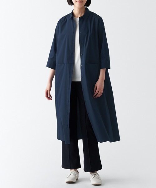 無印良品（ムジルシリョウヒン）の「コットン混サテンワンピース（ワンピース・レディース・ネイビー系/ブラック・M/XS/S/XXL/XL/L）」の7枚目の写真