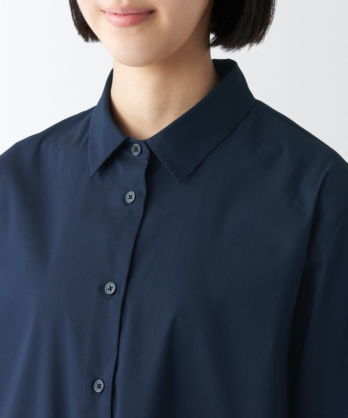 無印良品（ムジルシリョウヒン）の「コットン混サテンワンピース（ワンピース・レディース・ネイビー系/ブラック・M/XS/S/XXL/XL/L）」の10枚目の写真