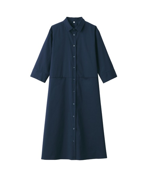 無印良品（ムジルシリョウヒン）の「コットン混サテンワンピース（ワンピース・レディース・ネイビー系/ブラック・M/XS/S/XXL/XL/L）」の12枚目の写真