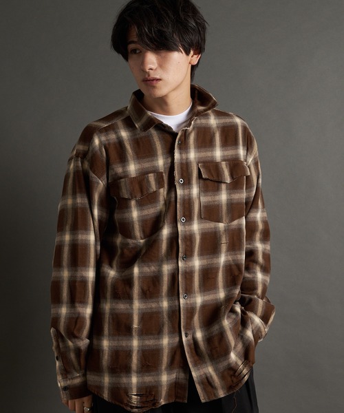 JACKROSE（ジャックローズ）の「JE-OMBRE CHECK DAMAGE LS SHIRT（シャツ/ブラウス・メンズ・ネイビー/ブラック/ブラック系2・L/M）」の19枚目の写真