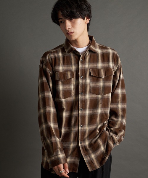 JACKROSE（ジャックローズ）の「JE-OMBRE CHECK DAMAGE LS SHIRT（シャツ/ブラウス・メンズ・ネイビー/ブラック/ブラック系2・L/M）」の11枚目の写真