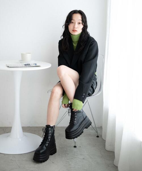 WEGO(ウィゴー)の「WEGO/ボリュームレースアップショートブーツ(ブーツ・レディース・ブラック・MEDIUM/LARGE)」の12枚目の写真