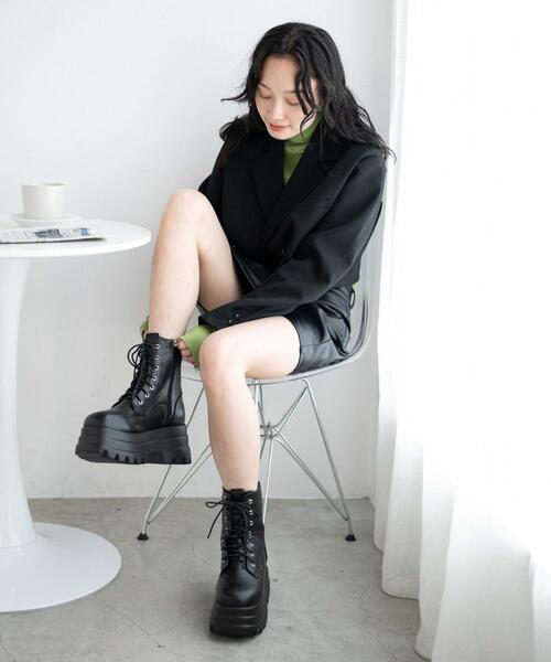 WEGO(ウィゴー)の「WEGO/ボリュームレースアップショートブーツ(ブーツ・レディース・ブラック・MEDIUM/LARGE)」の13枚目の写真