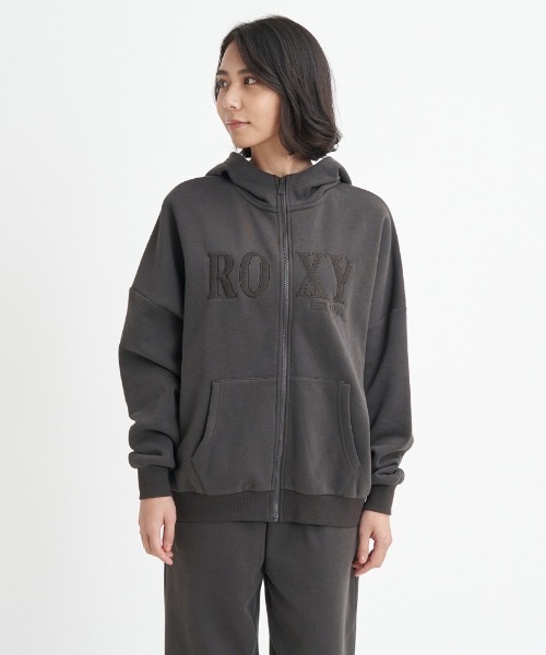 ROXY（ロキシー）の「JIVY ZIP/ロキシー胸アップリケ調ブランドロゴフルジップアップパーカー・フーディ（パーカー・レディース・グリーン/ブラック/グレー・SMALL/MEDIUM/LARGE/X-LARGE）」の4枚目の写真