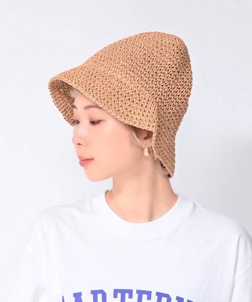Alite cloth(アリーテクロス)の「ペーパークロシェハット(ハット・レディース・ブラウン/ブラック/ベージュ・FREE)」の6枚目の写真