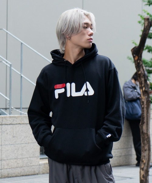 FILA/フィラ】デカロゴプリント 裏起毛フーディー プルパーカー