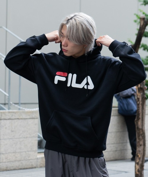 FILA/フィラ】デカロゴプリント 裏起毛フーディー プルパーカー