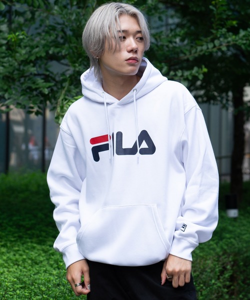 FILA(フィラ)の「【FILA/フィラ】デカロゴプリント 裏起毛フーディー プルパーカー(パーカー・メンズ・杢グレー/ブラック/ホワイト/ネイビー・MEDIUM/LARGE/X-LARGE)」の14枚目の写真