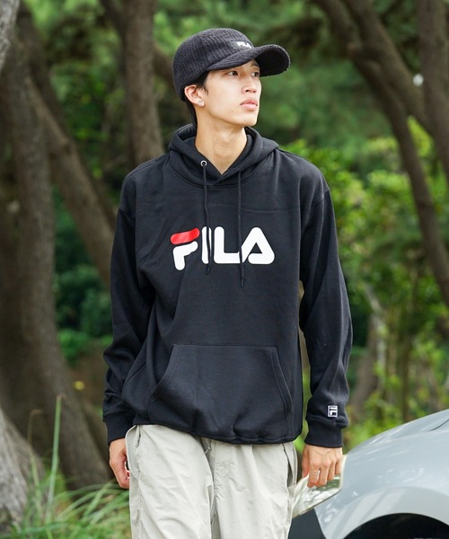 FILA(フィラ)の「【FILA/フィラ】デカロゴプリント 裏起毛フーディー プルパーカー(パーカー・メンズ・杢グレー/ブラック/ホワイト/ネイビー・MEDIUM/LARGE/X-LARGE)」の18枚目の写真