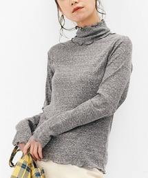 リブ　イン　コンフォート　メロウ遣いで華やぎプラス　綿混素材のタートルネックリブカットソートップス