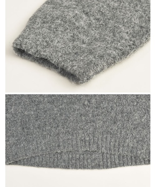 Re:EDIT（リエディ）の「[新色追加][お気に入り数1.1万突破！]深Vネック起毛MIXブークレニットトップス（ニット/セーター・レディース・ブラック/ベージュ/ブルー/チャコールグレー/ライトブルー/グリーン/ブラウン・LARGE/MEDIUM）」の9枚目の写真