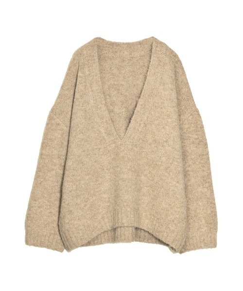 Re:EDIT（リエディ）の「[新色追加][お気に入り数1.1万突破！]深Vネック起毛MIXブークレニットトップス（ニット/セーター・レディース・ブラック/ベージュ/ブルー/チャコールグレー/ライトブルー/グリーン/ブラウン・LARGE/MEDIUM）」の12枚目の写真