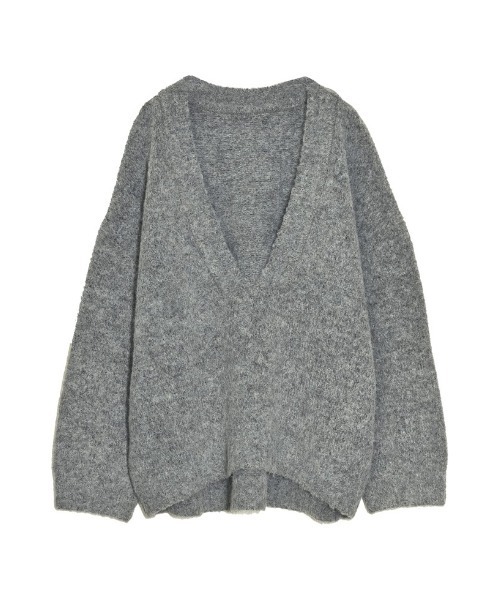 Re:EDIT（リエディ）の「[新色追加][お気に入り数1.1万突破！]深Vネック起毛MIXブークレニットトップス（ニット/セーター・レディース・ブラック/ベージュ/ブルー/チャコールグレー/ライトブルー/グリーン/ブラウン・LARGE/MEDIUM）」の13枚目の写真