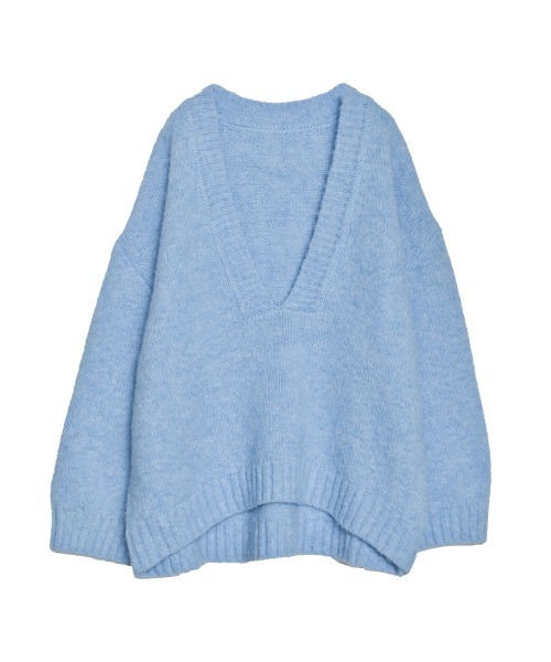 Re:EDIT（リエディ）の「[新色追加][お気に入り数1.1万突破！]深Vネック起毛MIXブークレニットトップス（ニット/セーター・レディース・ブラック/ベージュ/ブルー/チャコールグレー/ライトブルー/グリーン/ブラウン・LARGE/MEDIUM）」の15枚目の写真