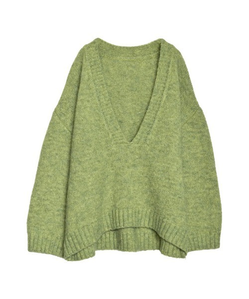 Re:EDIT（リエディ）の「[新色追加][お気に入り数1.1万突破！]深Vネック起毛MIXブークレニットトップス（ニット/セーター・レディース・ブラック/ベージュ/ブルー/チャコールグレー/ライトブルー/グリーン/ブラウン・LARGE/MEDIUM）」の16枚目の写真