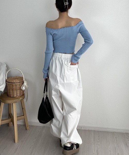 トップス v37f83 セール】2wayネックメロウリブトップス（Tシャツ/カットソー